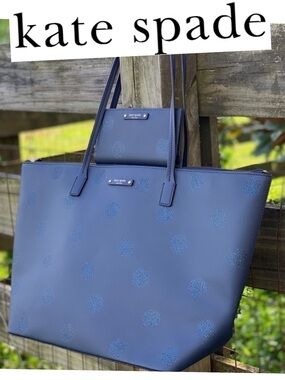Kate Spade ♠️ Navy Blue Dot 🔵 Tote Bag Wallet Set